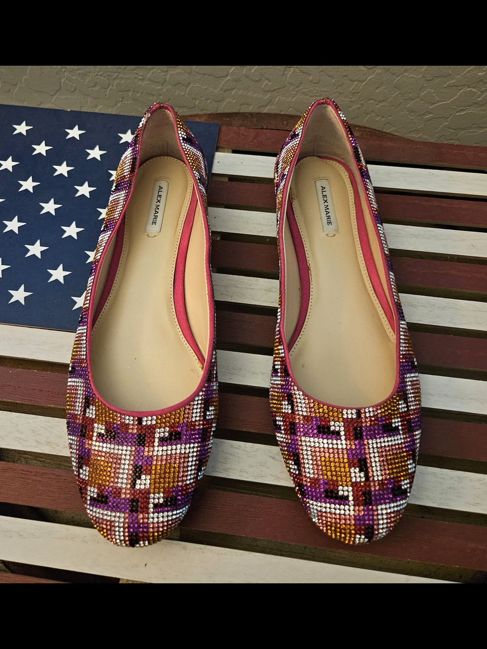 Alex Marie Pink Multi Beaded Ballet Flats